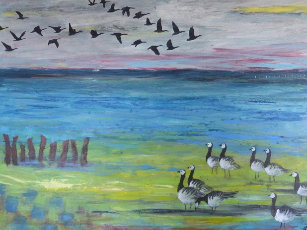 Gæs i Marsken 100 x 80