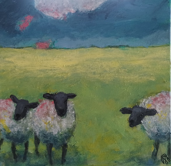 Får på marken 40x40